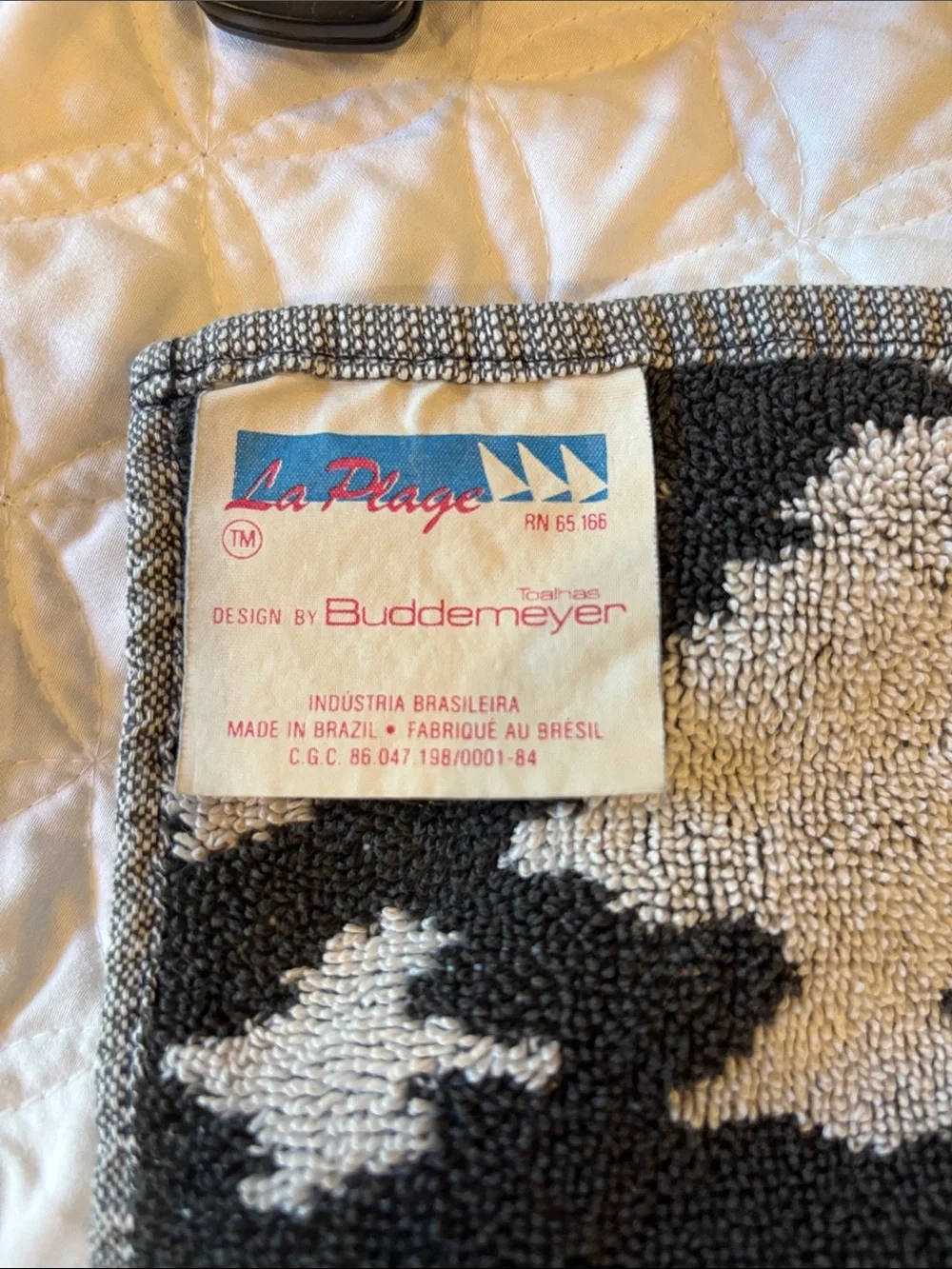 Vintage Black and White Cowhide pattern beach towel